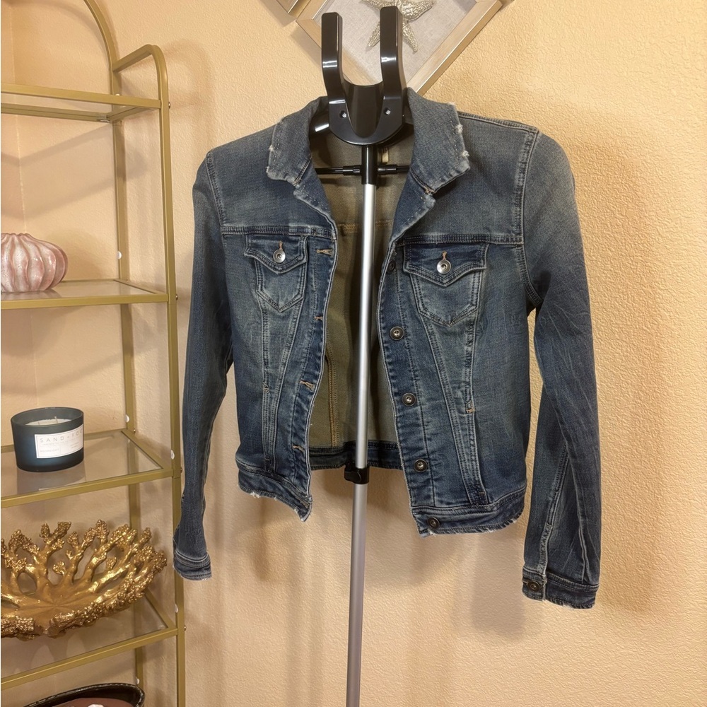 Tribal Jeans Stretch Denim‎ Jacket Button Front Medium Wash Size XS